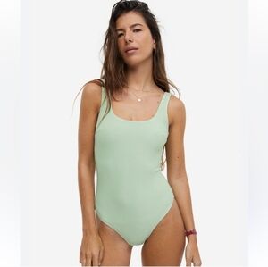H&M Sage Green Ribbed Swimsuit